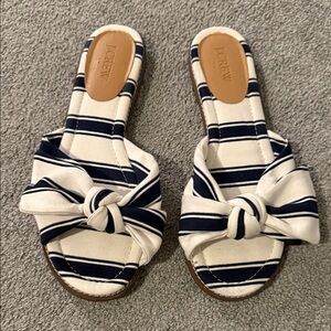 J. Crew Navy and White Knotted Sandals